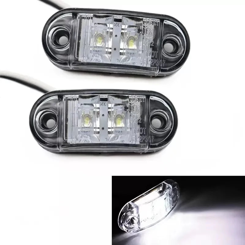 2PCS White Color Side Marker External Warning Tail Trailer