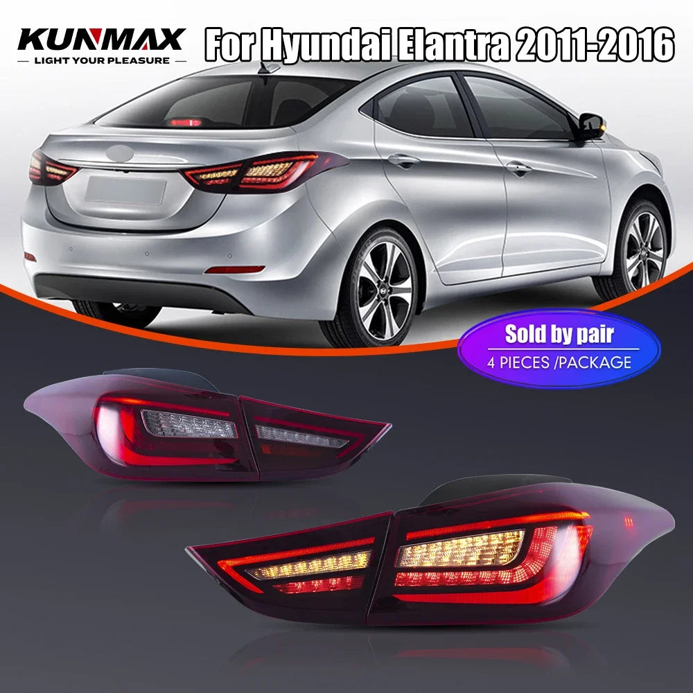 For Hyundai Elantra 11-16 Drl Reverse Pair Tail Brake Turning