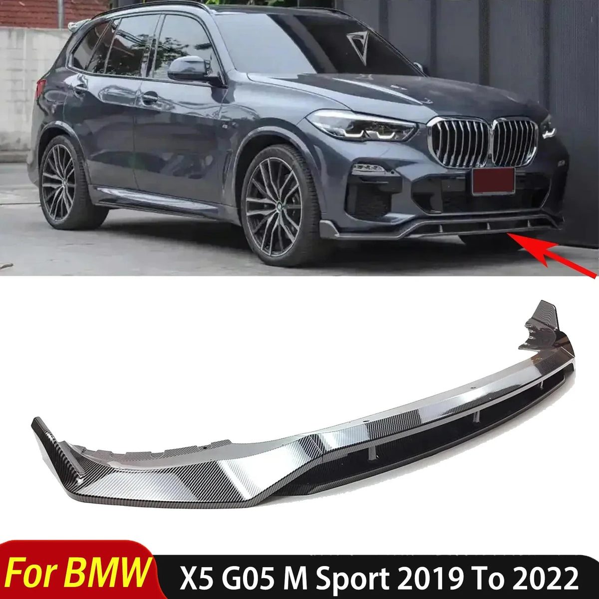 For BMW X5 G05 M Sport 2019-2022 Front Bumper Splitter Spoiler