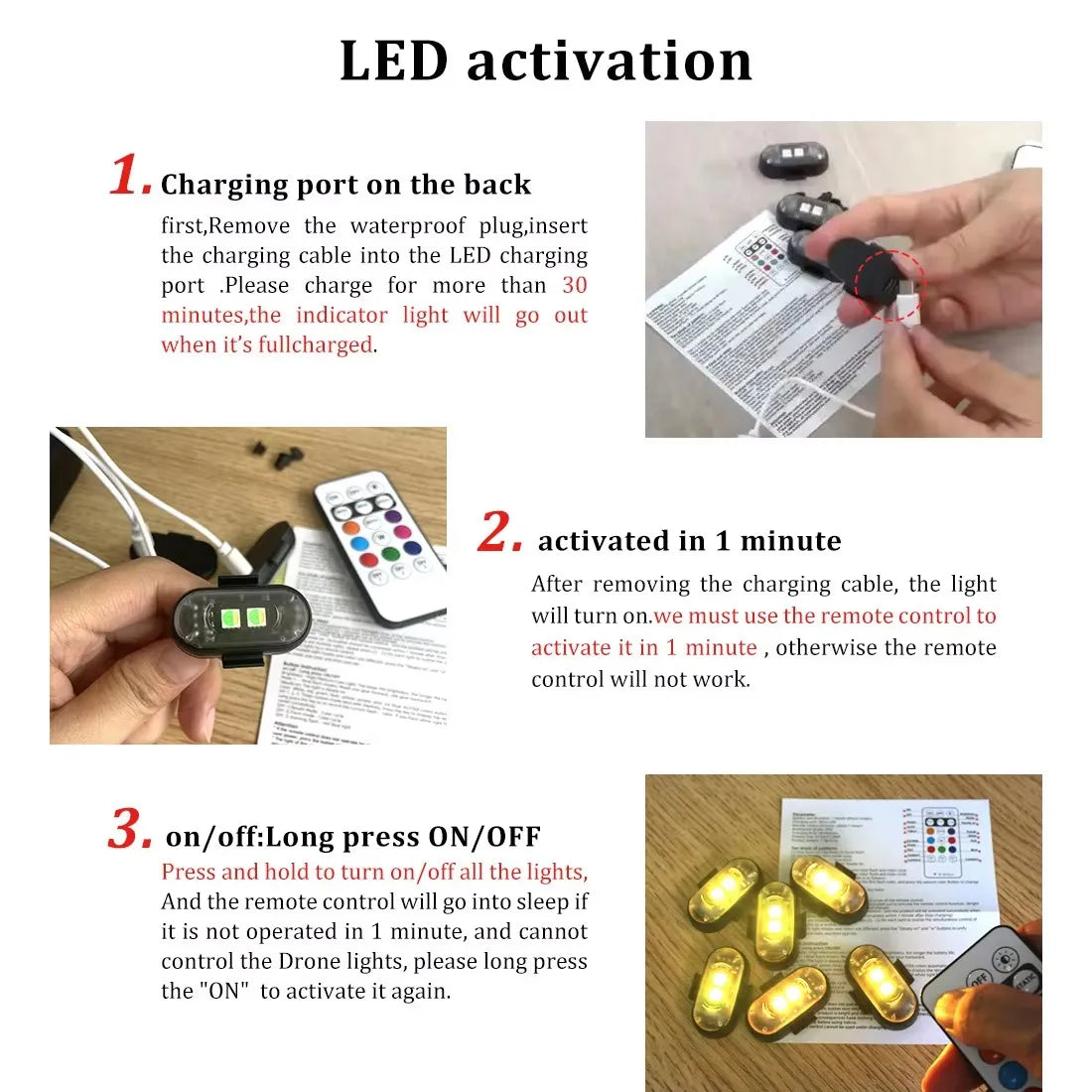 Wireless Strobe Remote Control Colors Rechargeable