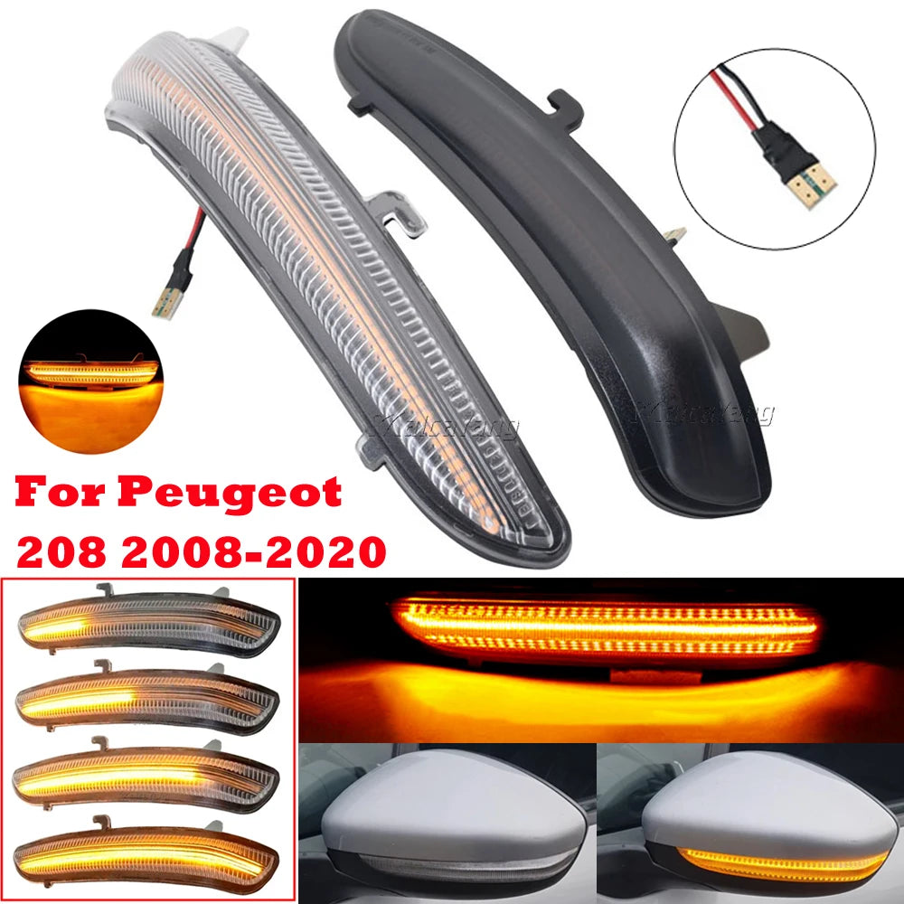 For Peugeot 208 2008 2012 2013 2PCS Dynamic Turn Signal Side