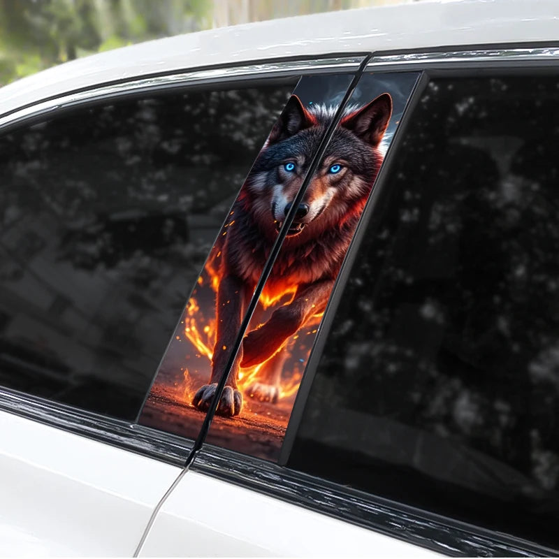 2PCS Tiger Sticker Animal B Pillar Waterproof Decal Covering