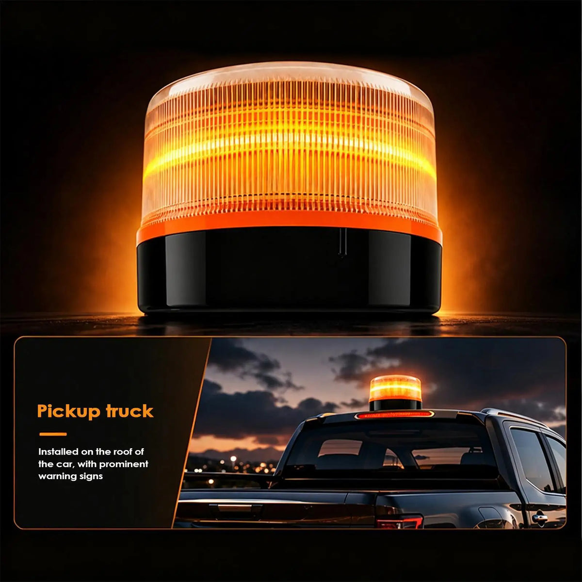Beacon Amber Safety Magnetic Base Strobe Truck Motorcycle Trailer