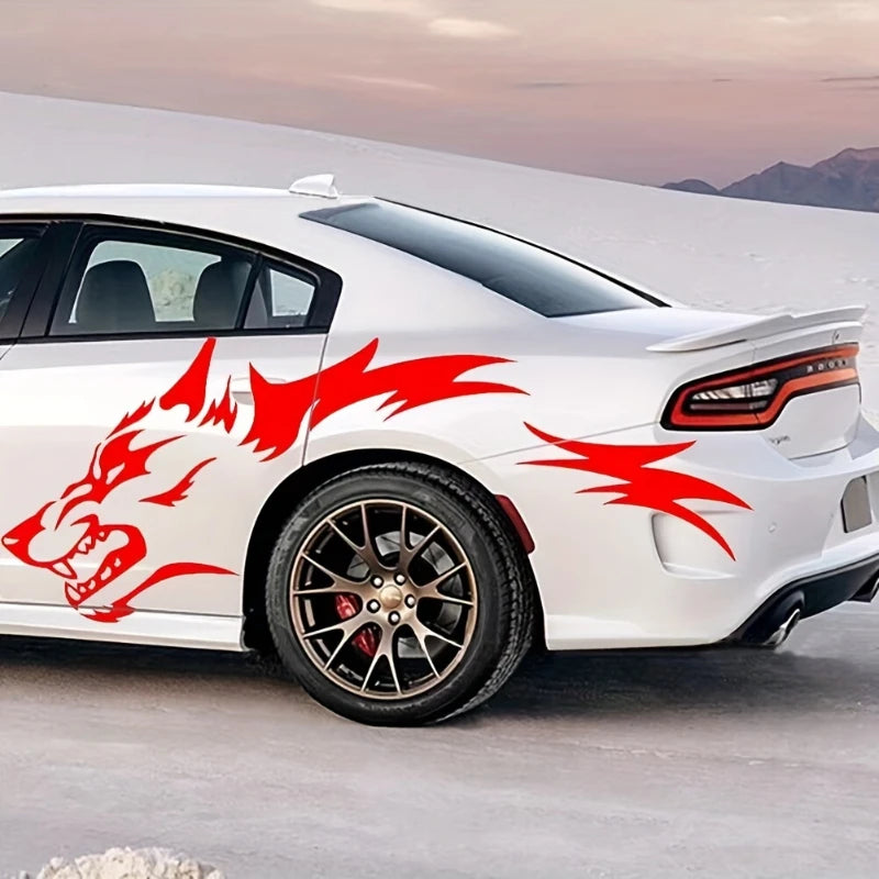 2PCS Wolf Stickers Waterproof Side Body Animal self-adhesive