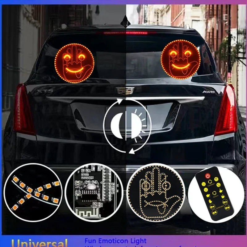 1PC Expression Fun Gesture Rear Windshield Display Sign Round