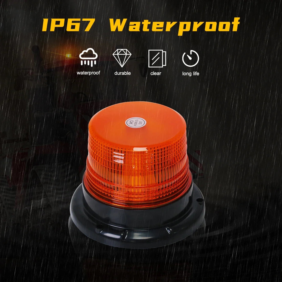 For Security 12V 24V -80V Strobe Truck Roof Warning Flashing