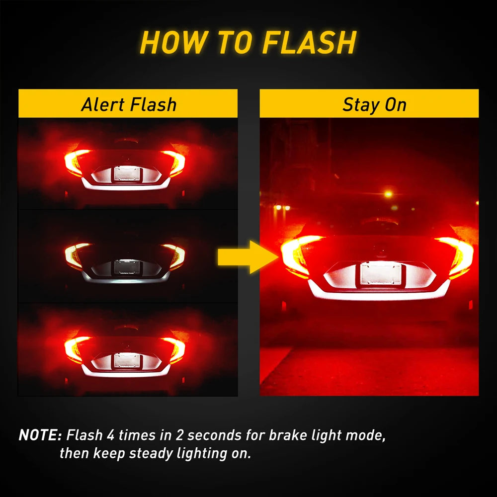 For BMW E46 E90 Toyota Auxito 2X Strobe Flash T20 W21 5W 7443