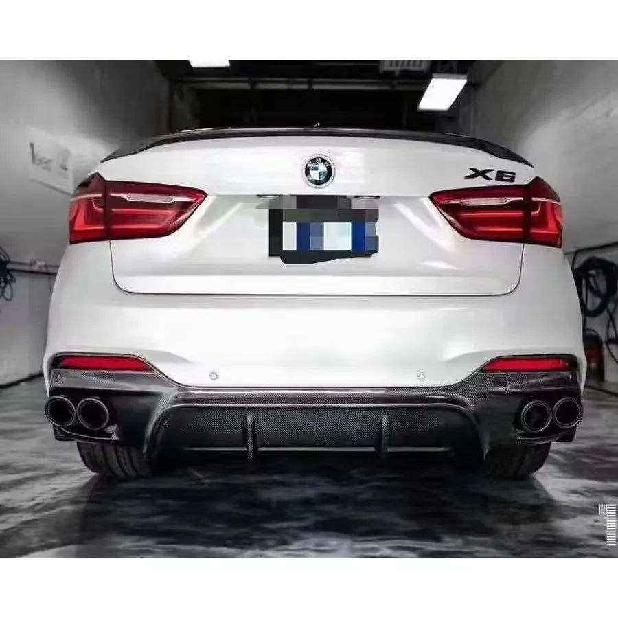 For BMW X6 F16 2014-2018 3D Carbon Fiber Rear Bumper Diffuser