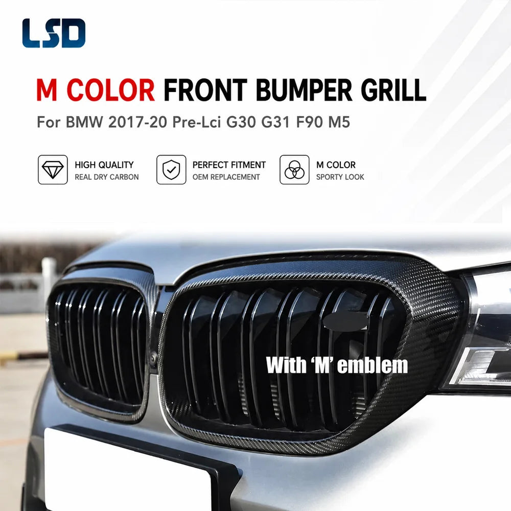 For BMW 2017-20 Pre-Lci G30 G31 Real Carbon Fiber Dual Slat