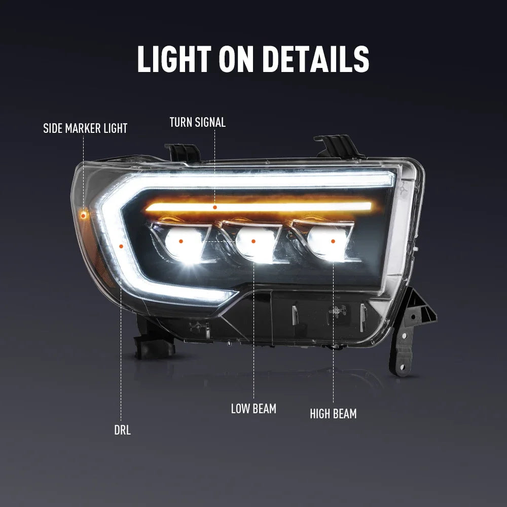 For Toyota Sequoia 2008-2022 Tundra 2007-13 Head Headlight