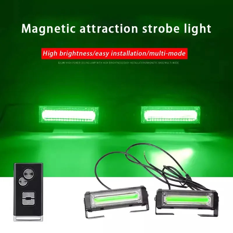 Cob Front Grille Emergency Strobe Head 80W Green Warning
