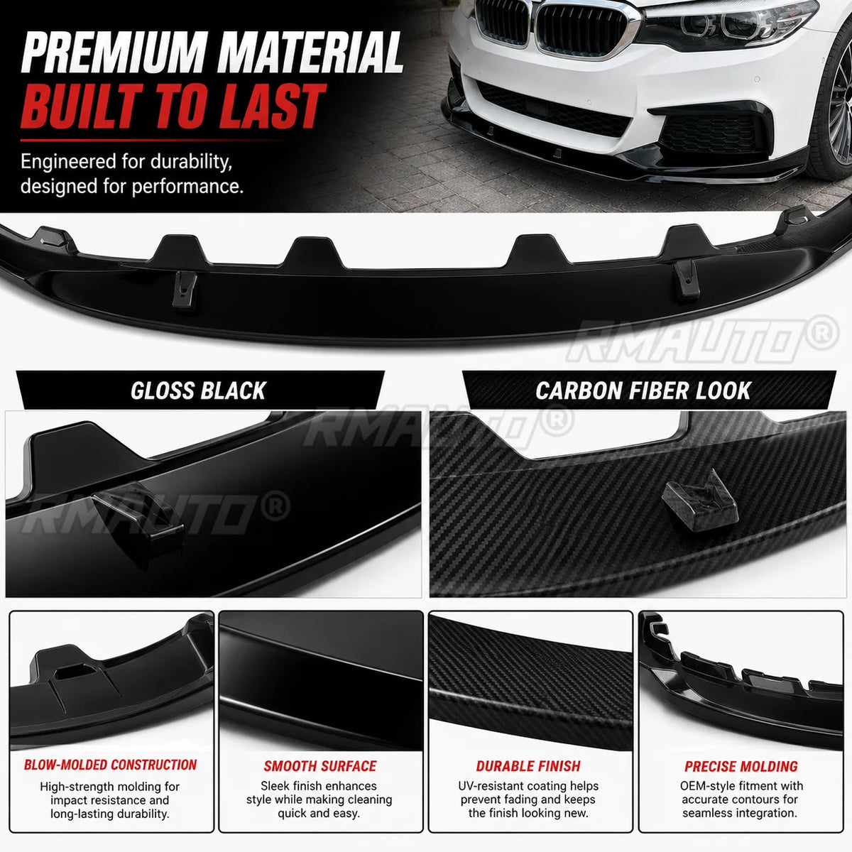 For BMW 5 Series G30 G31 Mp Front Lip Splitter Bumper Spoiler