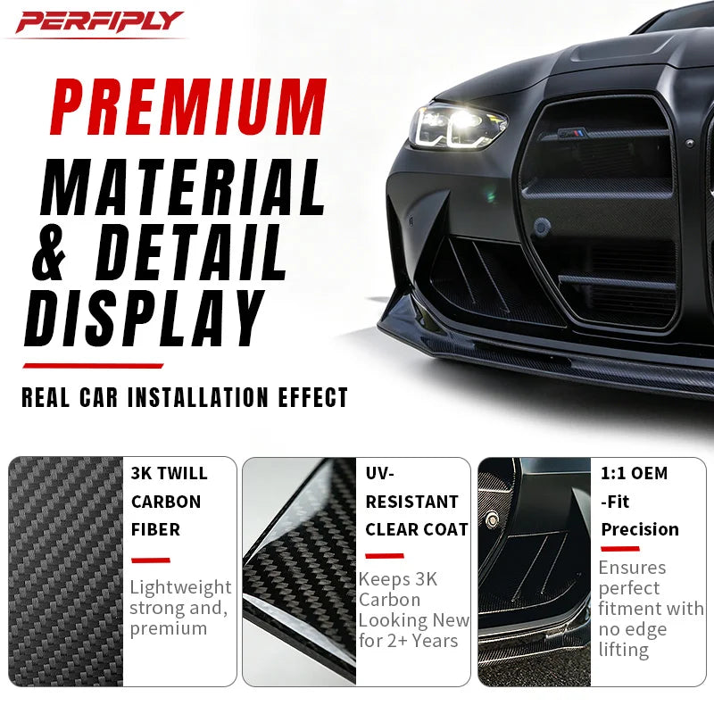 For BMW M3 G80 G81 M4 Real Dry Carbon Fiber Front Bumper Vents
