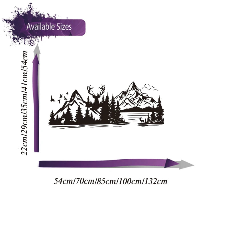 Large Mountains Lake Elk Camper Rv Sticker Adventure Travel