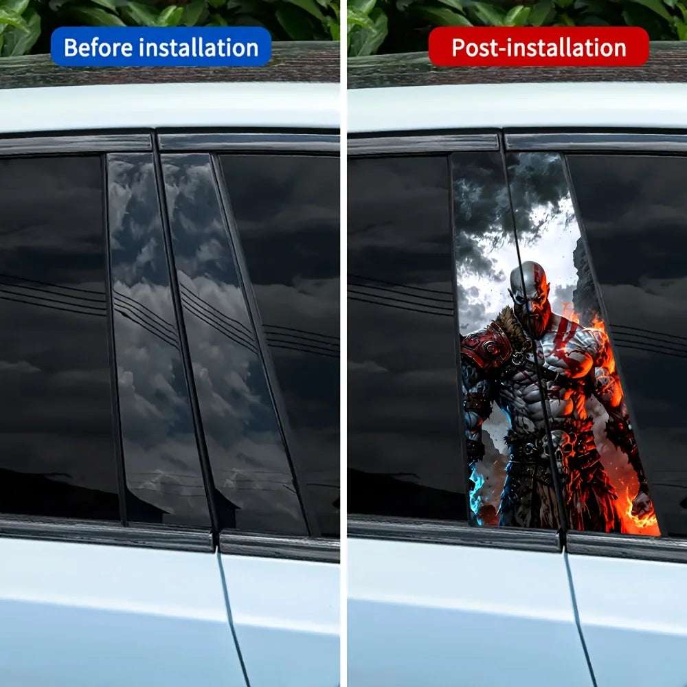 2piece Waterproof Sunscreen b-pillar Sticker Durable Vinyl