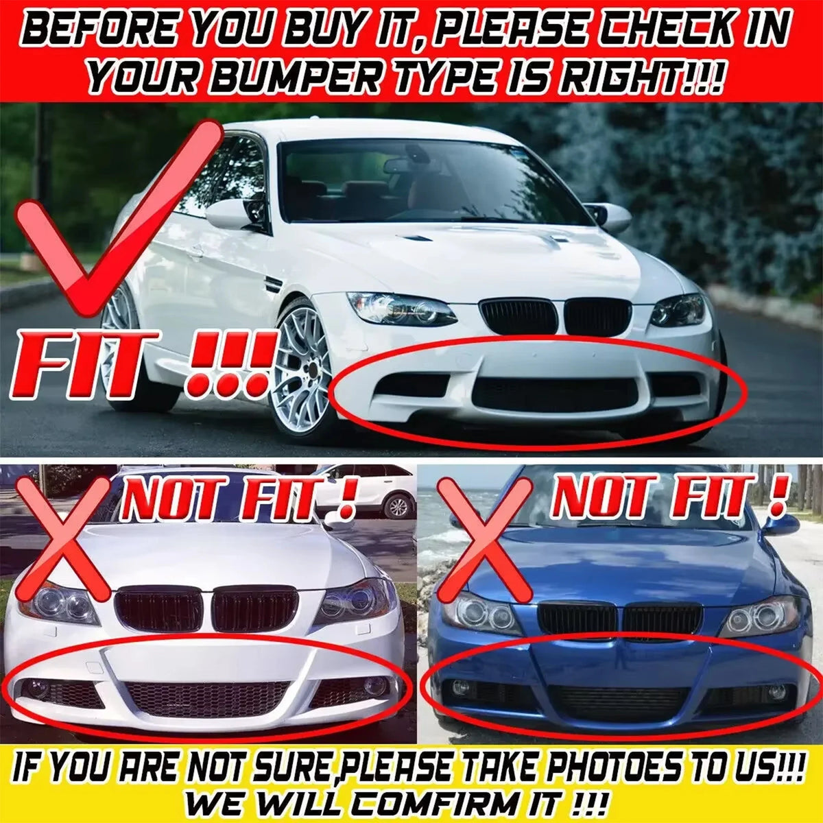 For BMW E90 E92 E93 M3 Front Bumper Lip Splitter Spoiler
