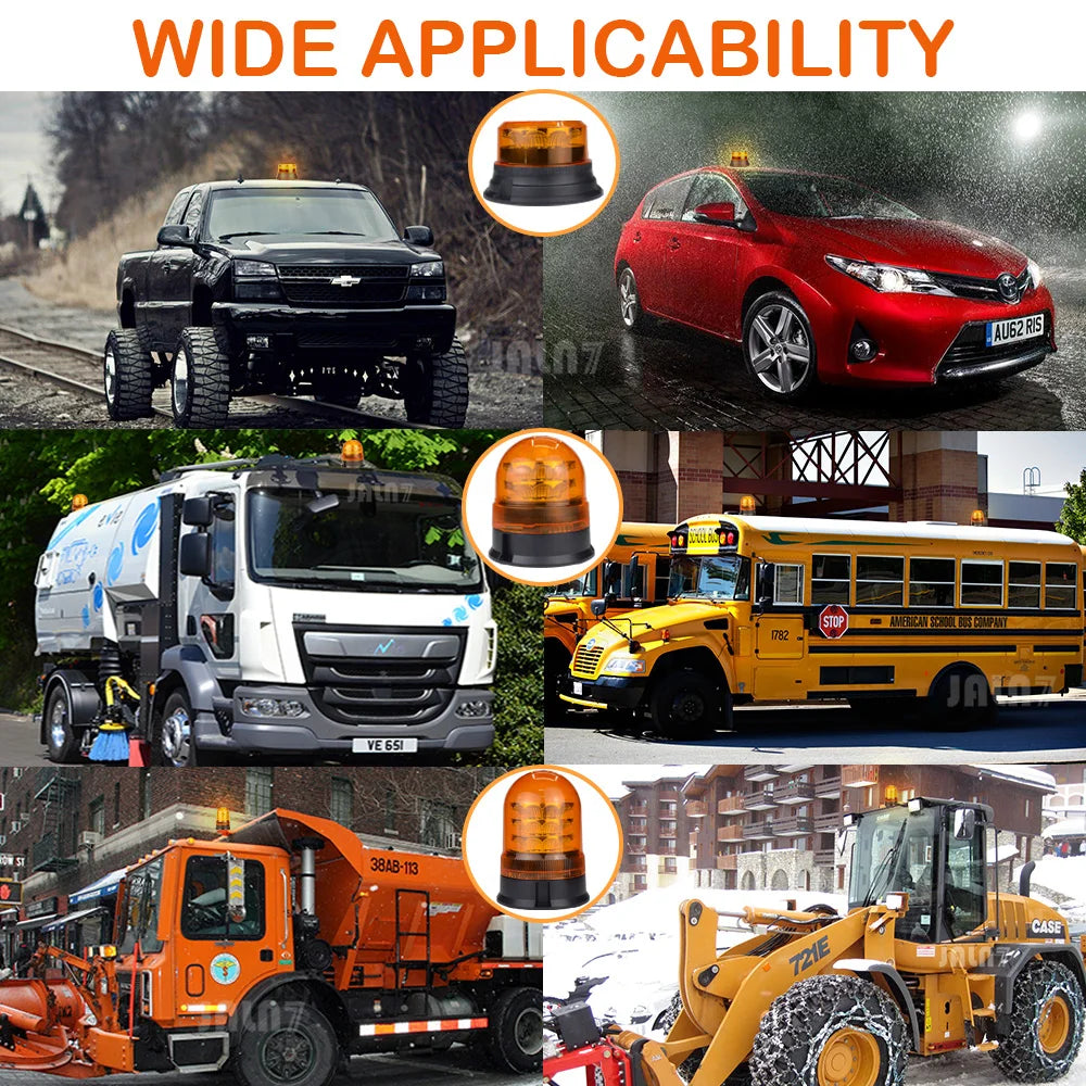 For Vehicles Magnetic Beacon Amber Flashing Emergency Warning