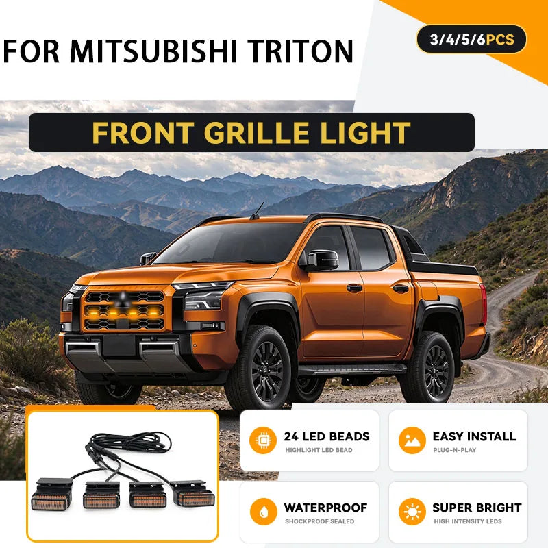 For Mitsubishi Triton 4X4 Front Grille 24LED Drl Daytime Running