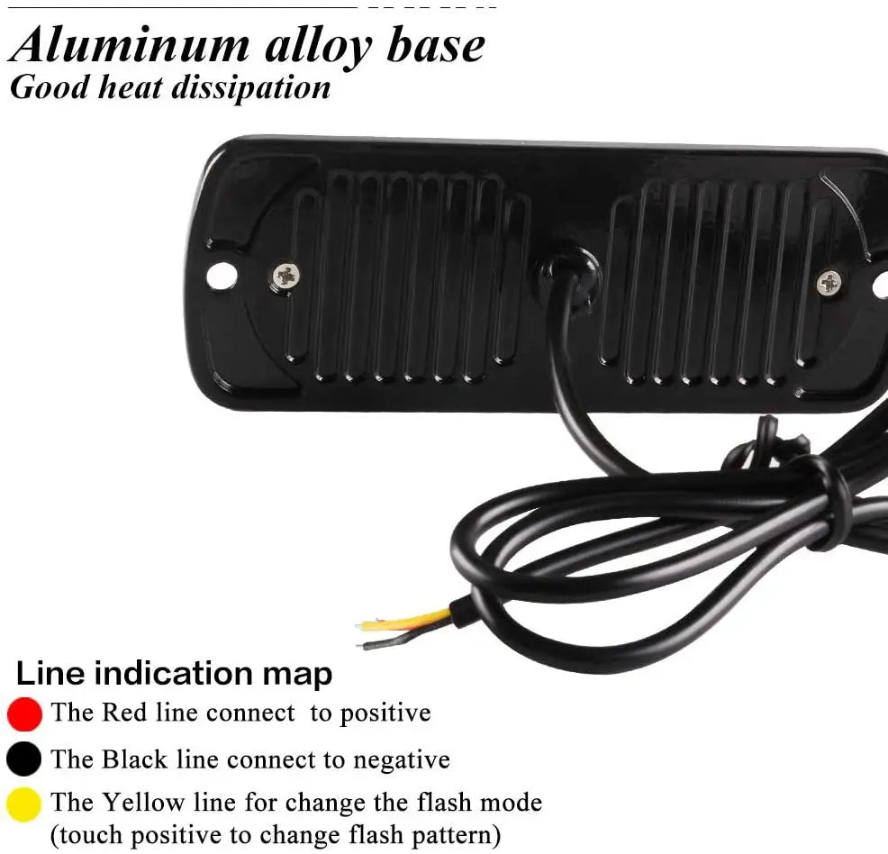 12LED Strobe Side Warning 12v-24v Traffic Flashing Lightbar Truck