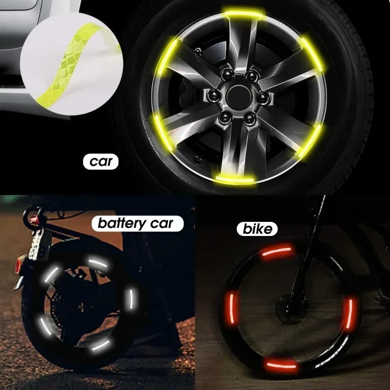 20PCS Wheel Tire Hub Reflective Strips Motor Tyre Night