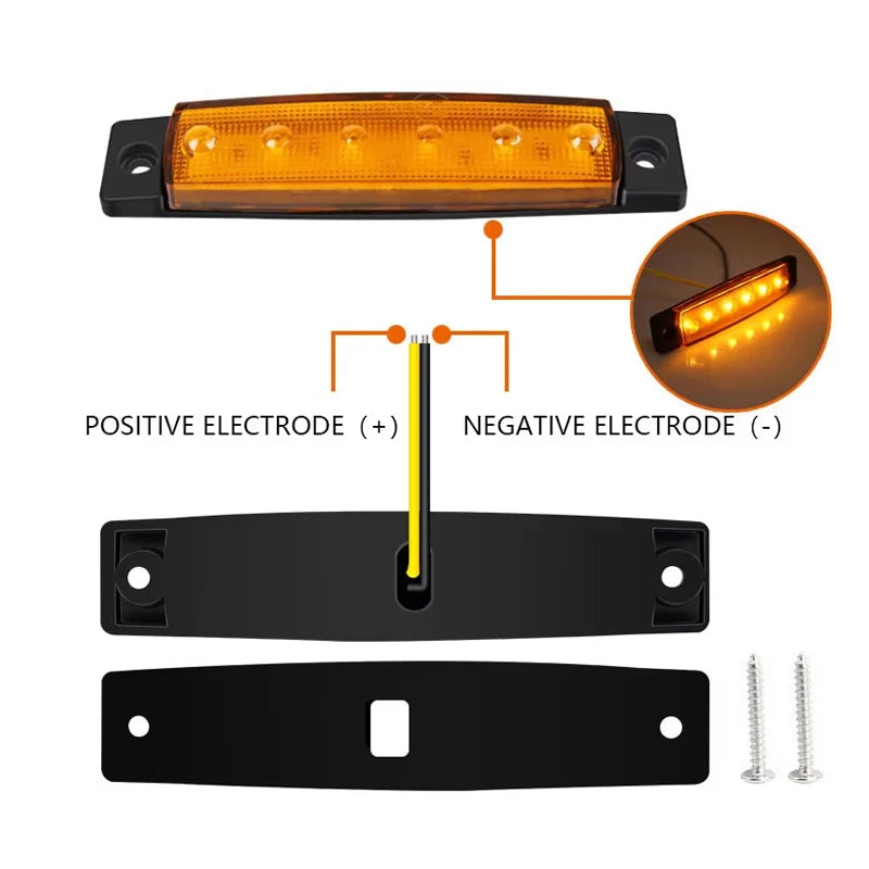 Pieces Side Marker Warning Indicator Signal Rear Brake 12V