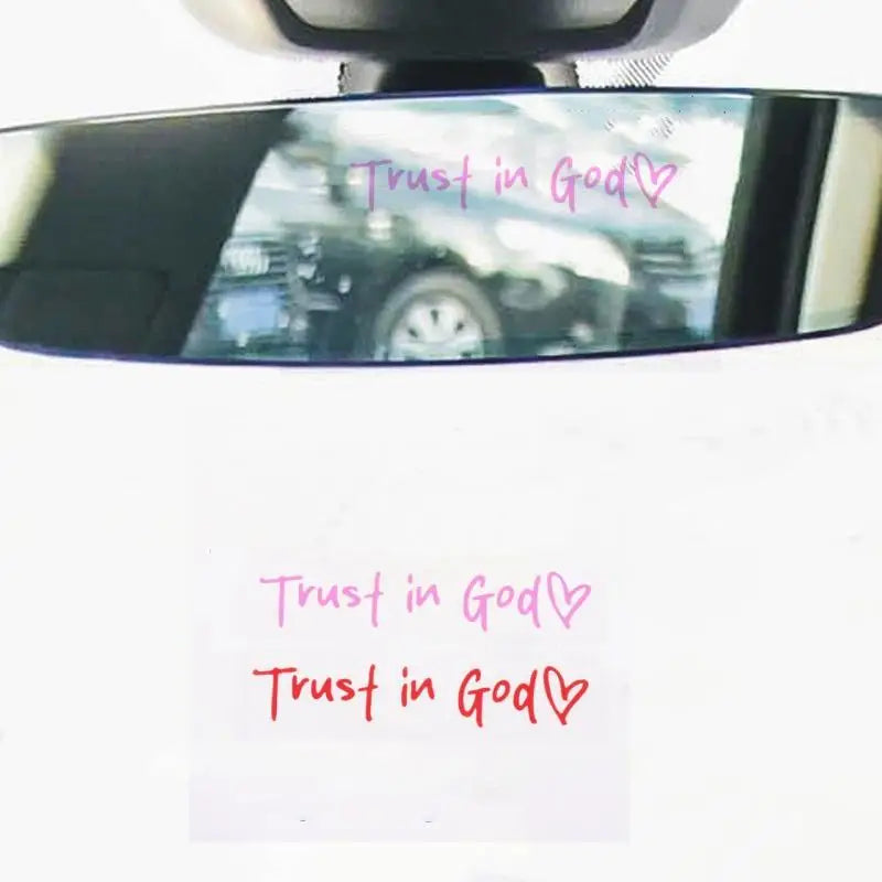 Trust In God Heart Rear View Mirror Sticker Decal