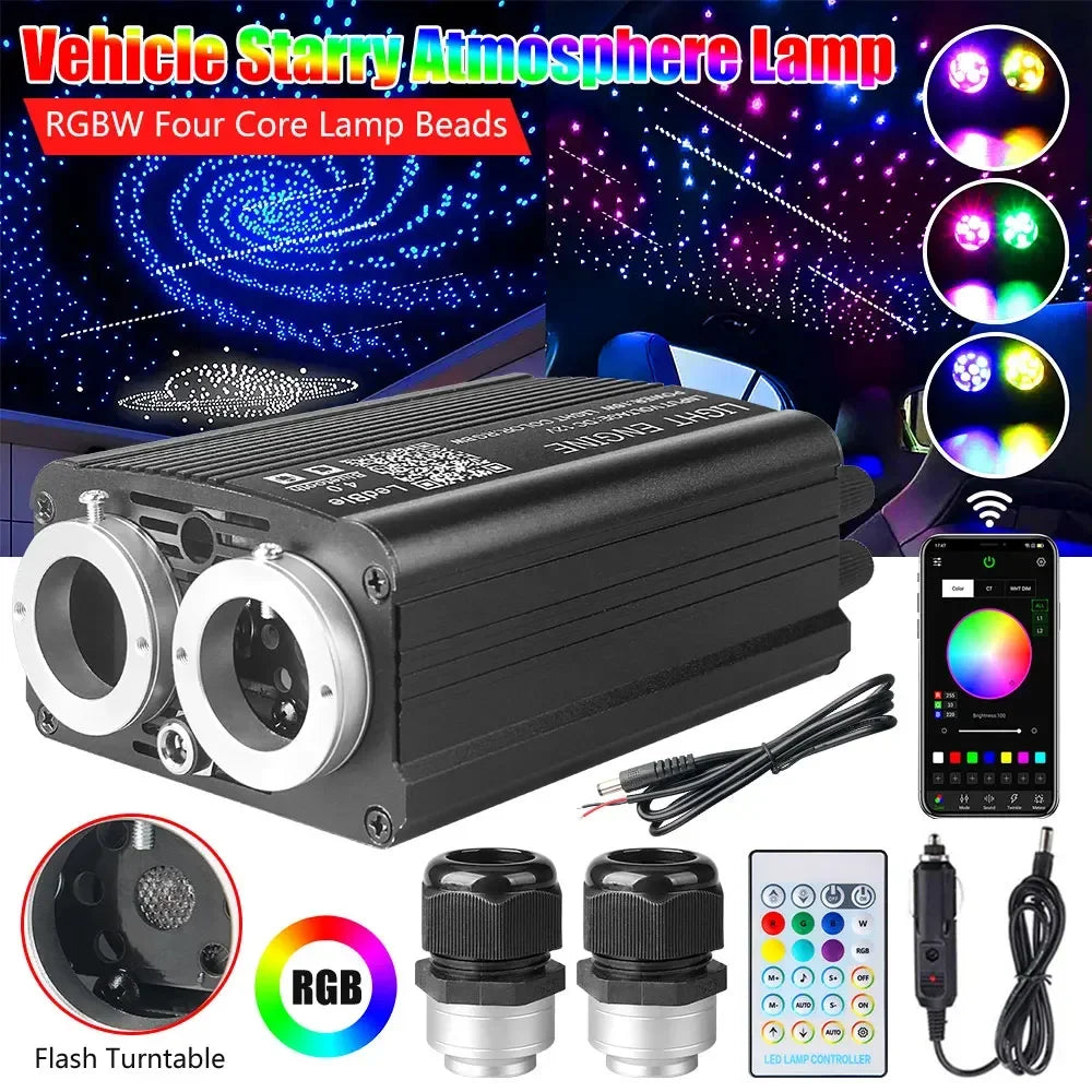 32W Rgbw Fiber Optic Double Head Star Ceiling Kit