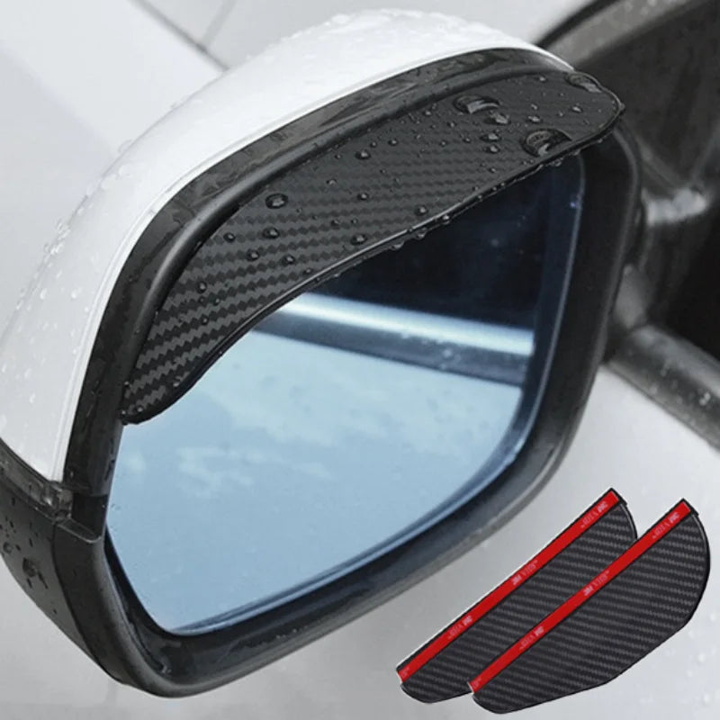 4PCS Rearview Mirror Rain Eyebrow Carbon Fiber Sun Visor