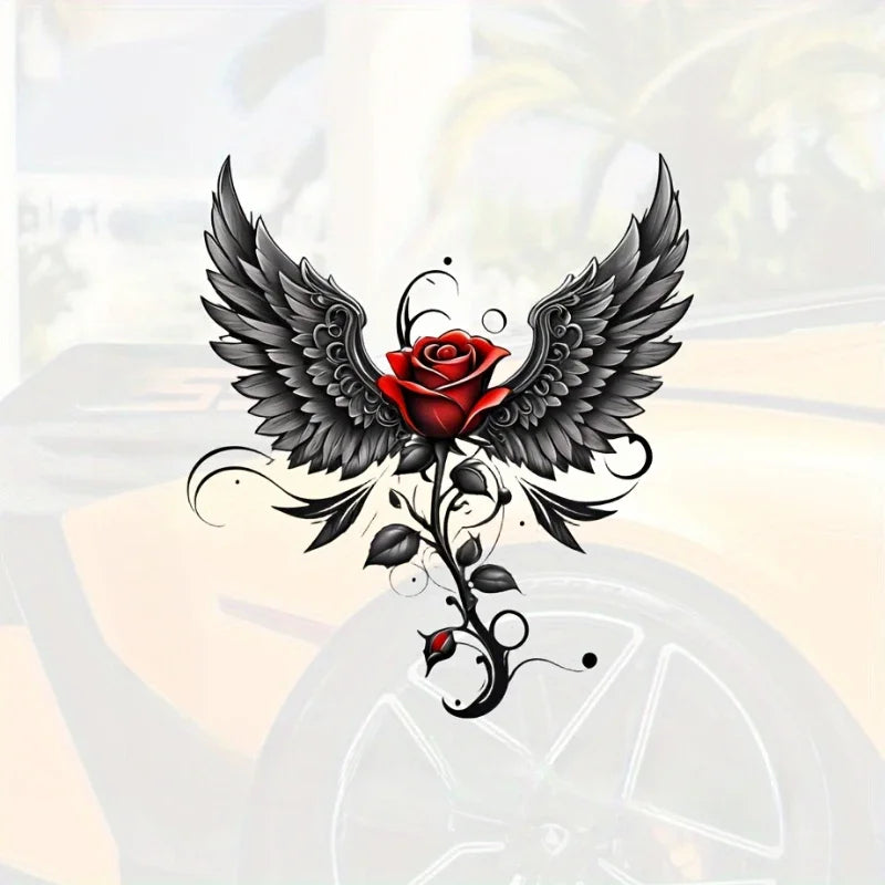 For Auto Window Bumper Body Styling Stunning Angel Wings Rose