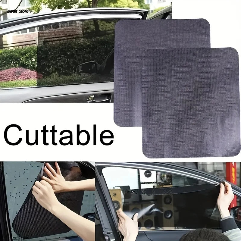 4PCS Sunshade Sticker Black Mesh Electrostatic Side Window Sun