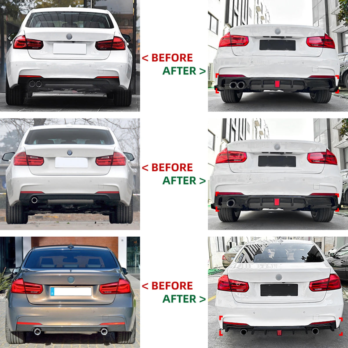 For BMW F30 3-Series M-Sport 2012-2019 Rear Bumper Diffuser Lip