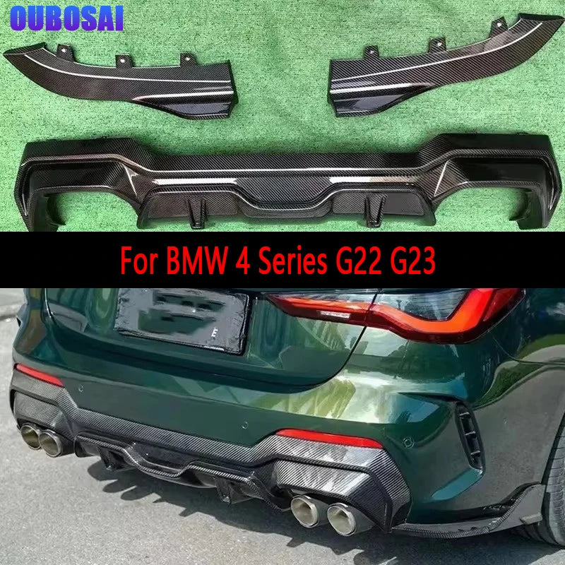 For BMW 4 Series G22 G23 Carbon Fiber Diffuser Rear Bumper