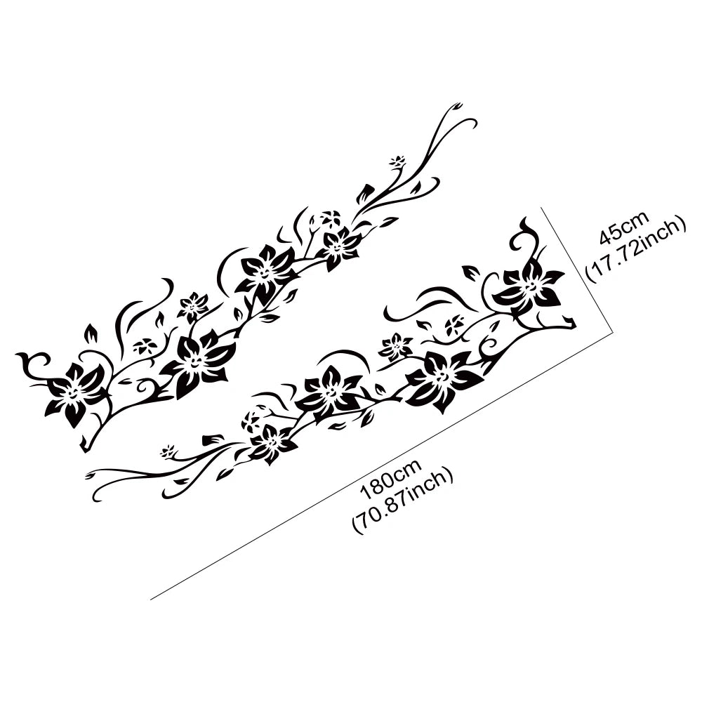 2PCS Art Design Floral Sticker Decal Side Body Wrap