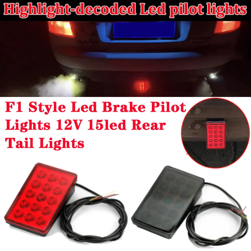 F1 Rear Tail Brake Pilot 15LED Flash Warning Reverse