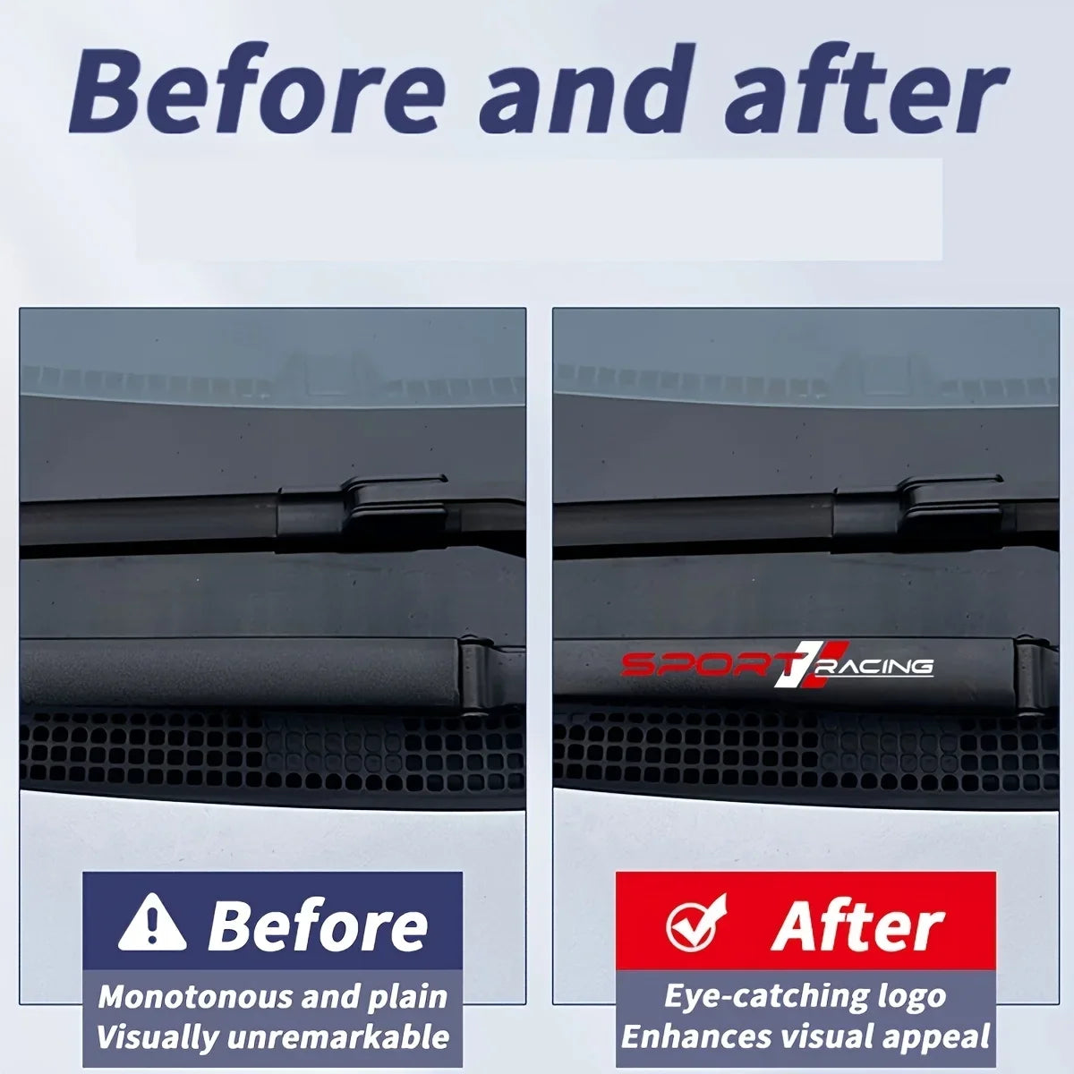 For Wiper Blade Arm Mirror Door Sport Letter Decal Panel 4PCS