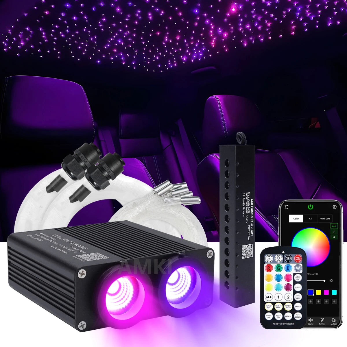 32W Dual Port Rgbw Starlight Headliner Kit Meteor Ceiling