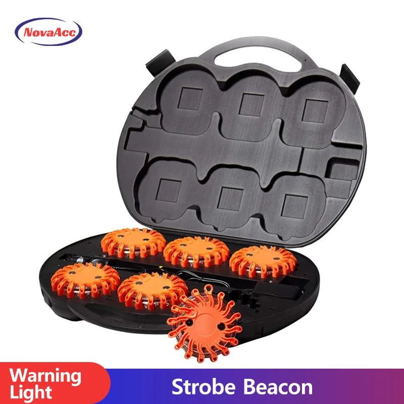 Pack Rechargeable Red Disc Warning Beacon Emergency Road Flares