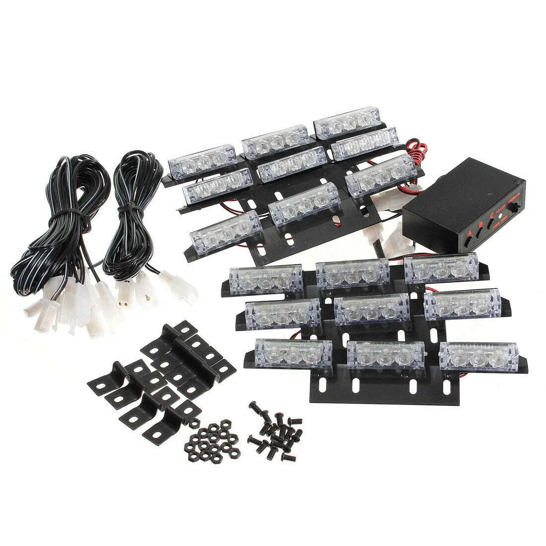 54-leds Flashing Dash Visor Emergency Warning 1-in-6 Front Bumper