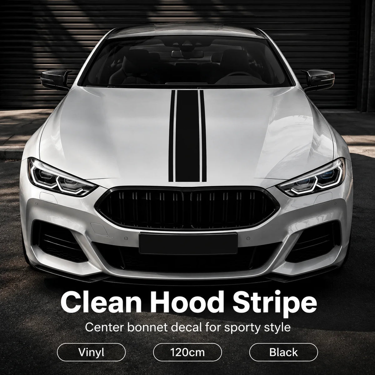 Minimal Sport Hood Sticker 120 24CM Waterproof Vinyl Bonnet