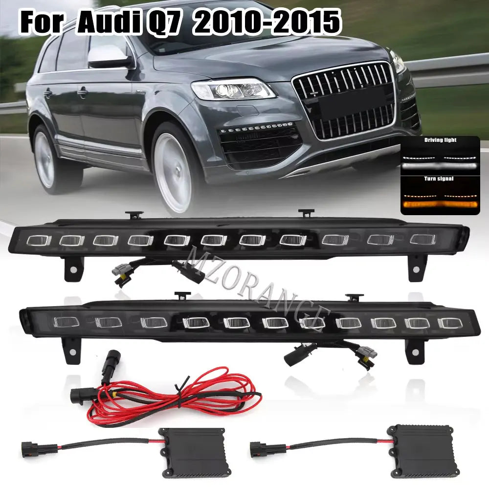 For Audi Q7 2010 -2015 Dynamic 2PCS Daytime Running Yellow Turn