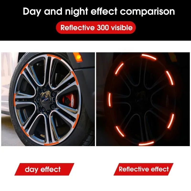 20PCS Wheel Tire Hub Reflective Strips Motor Tyre Night