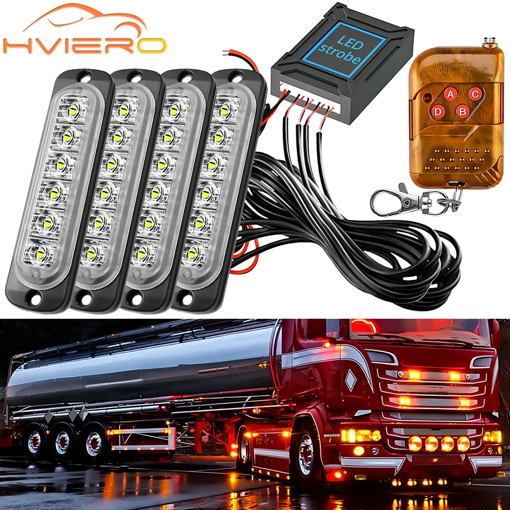 24LED Strobe Emergency Signal Flash Warning Dc 12-24v Trailer
