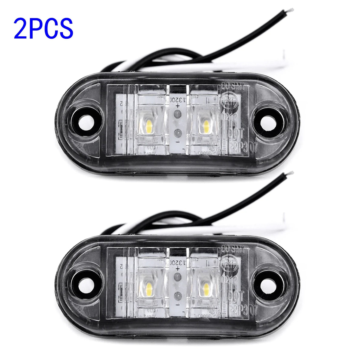 2PCS Set White Marker 12V Side Tail 24V Trailer