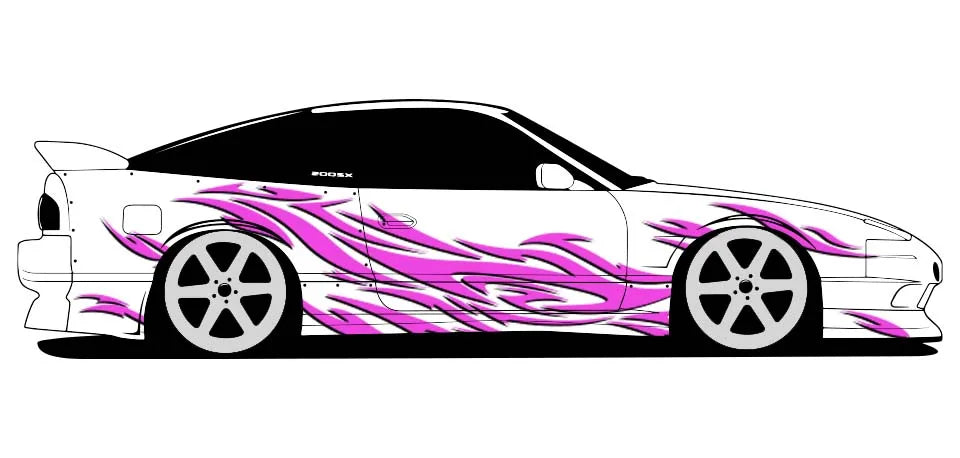 Flame Design Pattern Suitable Wrapping Sticker Side Graphic