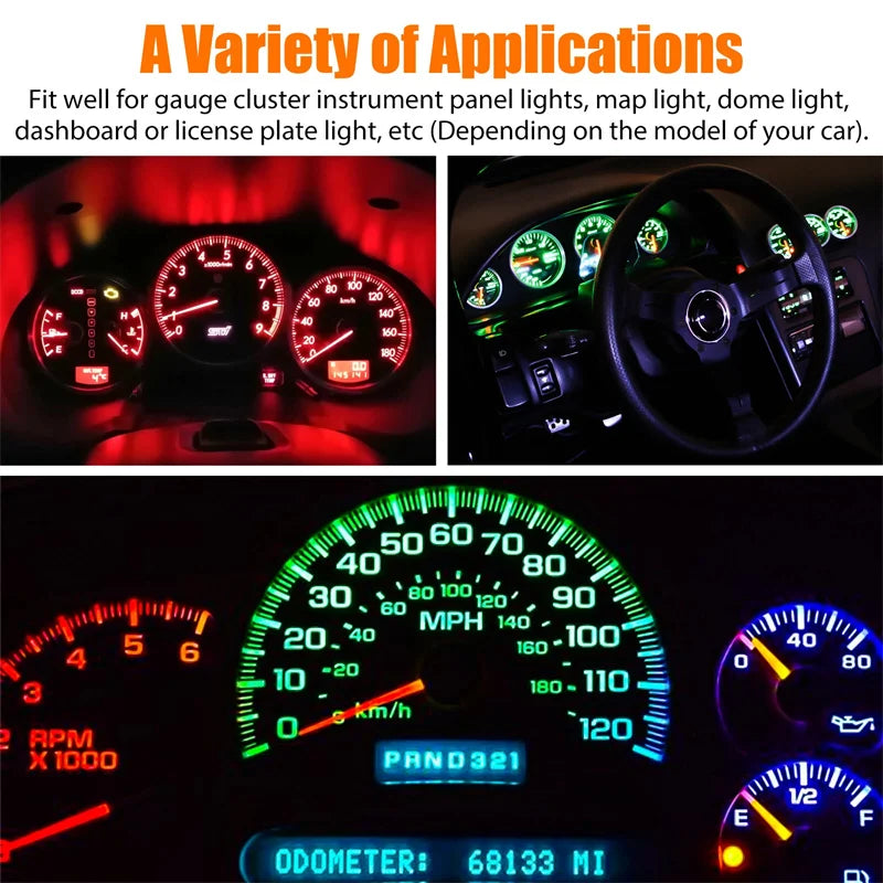 For Speedometer Instrument Gauge Cluster Dash 50PCS T10 Bulbs