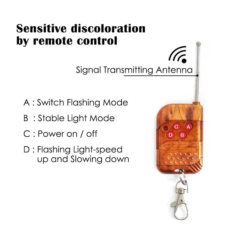 4PCS Grill Strobe Red Blue Emergency Remote Wireless Control