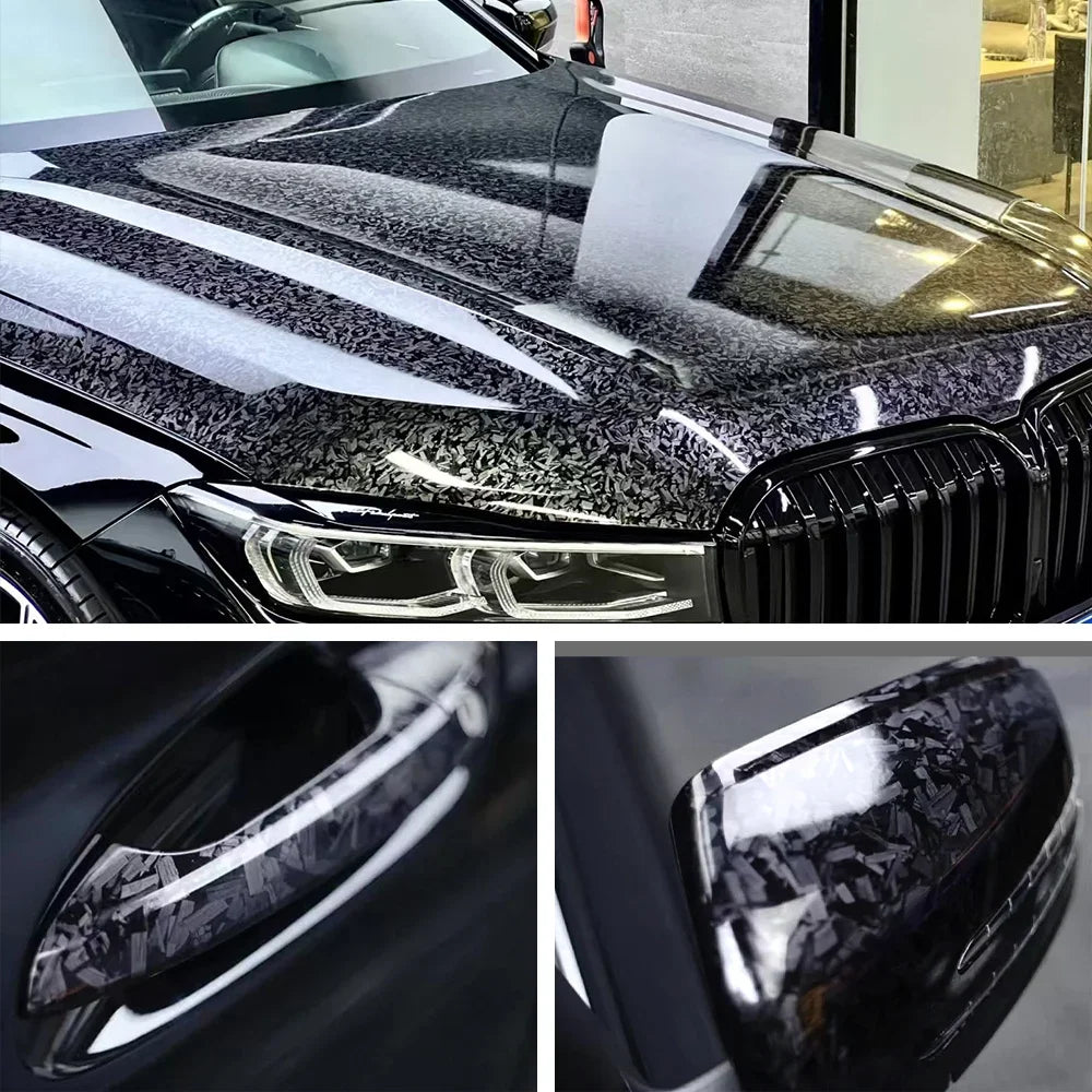 Glossy Laser Forged Carbon Fiber Vinyl Wrap Self Adhesive