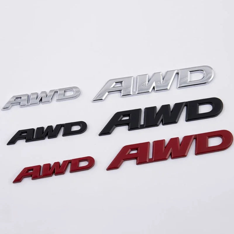 For Awd Logo Emblem Sticker Fender 3D Metal Letters Trunk Badge