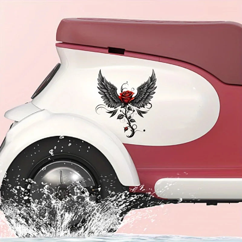 For Auto Window Bumper Body Styling Stunning Angel Wings Rose