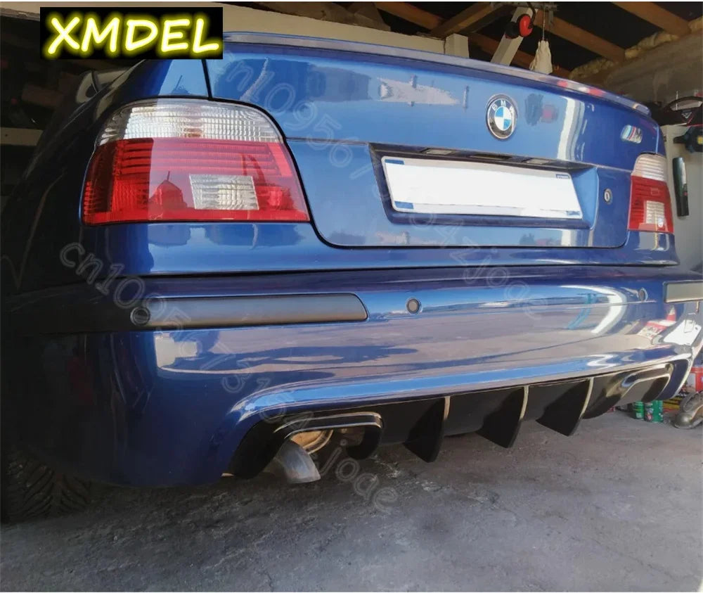 For BMW E39 Diffuser Gloss Black Fake Carbon Fiber Rear M5